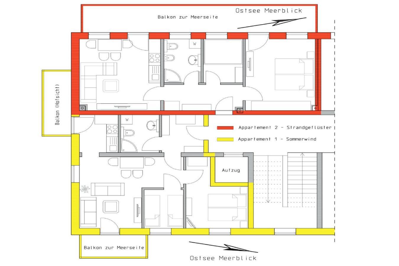 Apartment Strandgefluester App2 - Strandpromenade Seitlicher Meerblick, Strandkorb Saisonal *